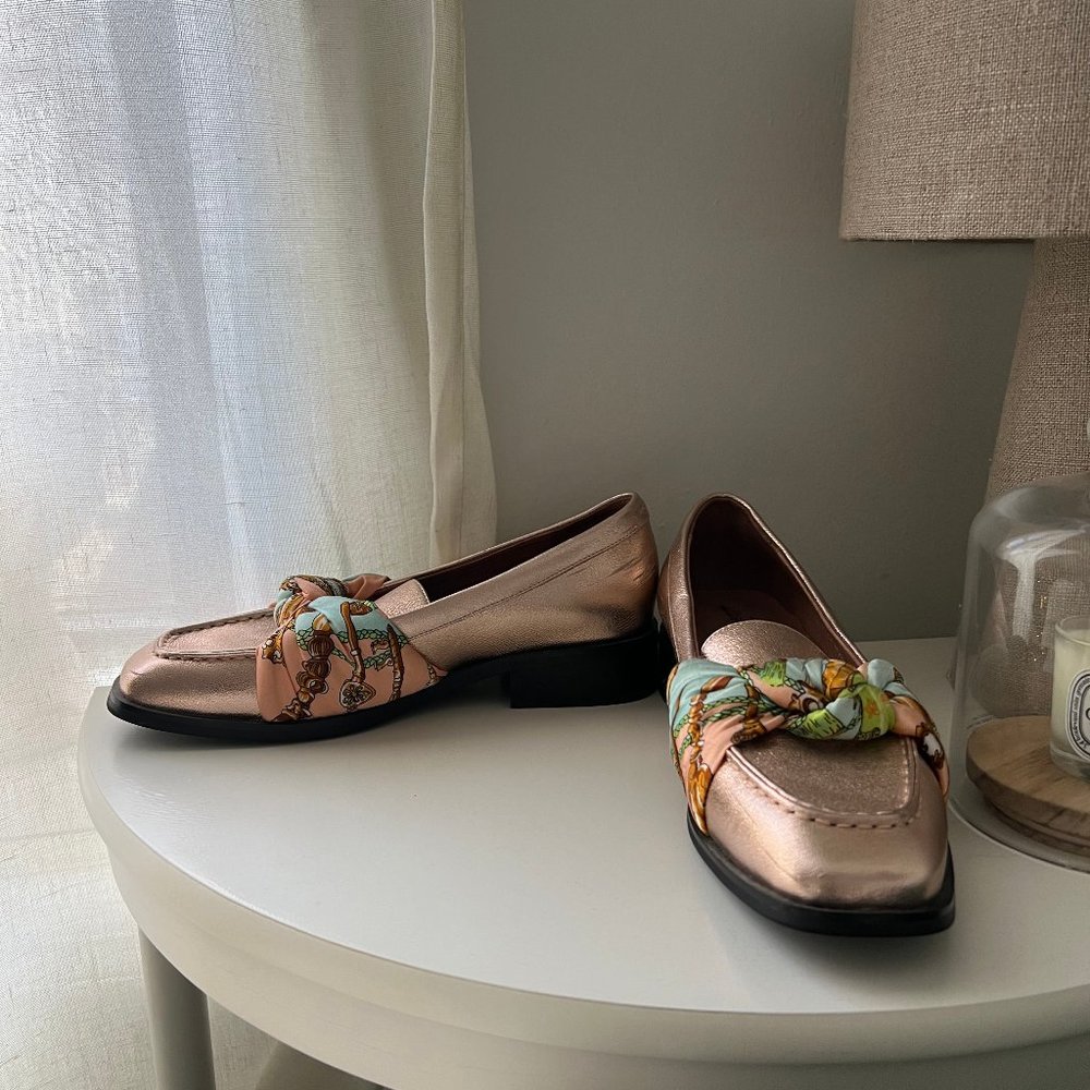 Jeffery Campbell - Rose Gold/Champagne Scarf Loafers